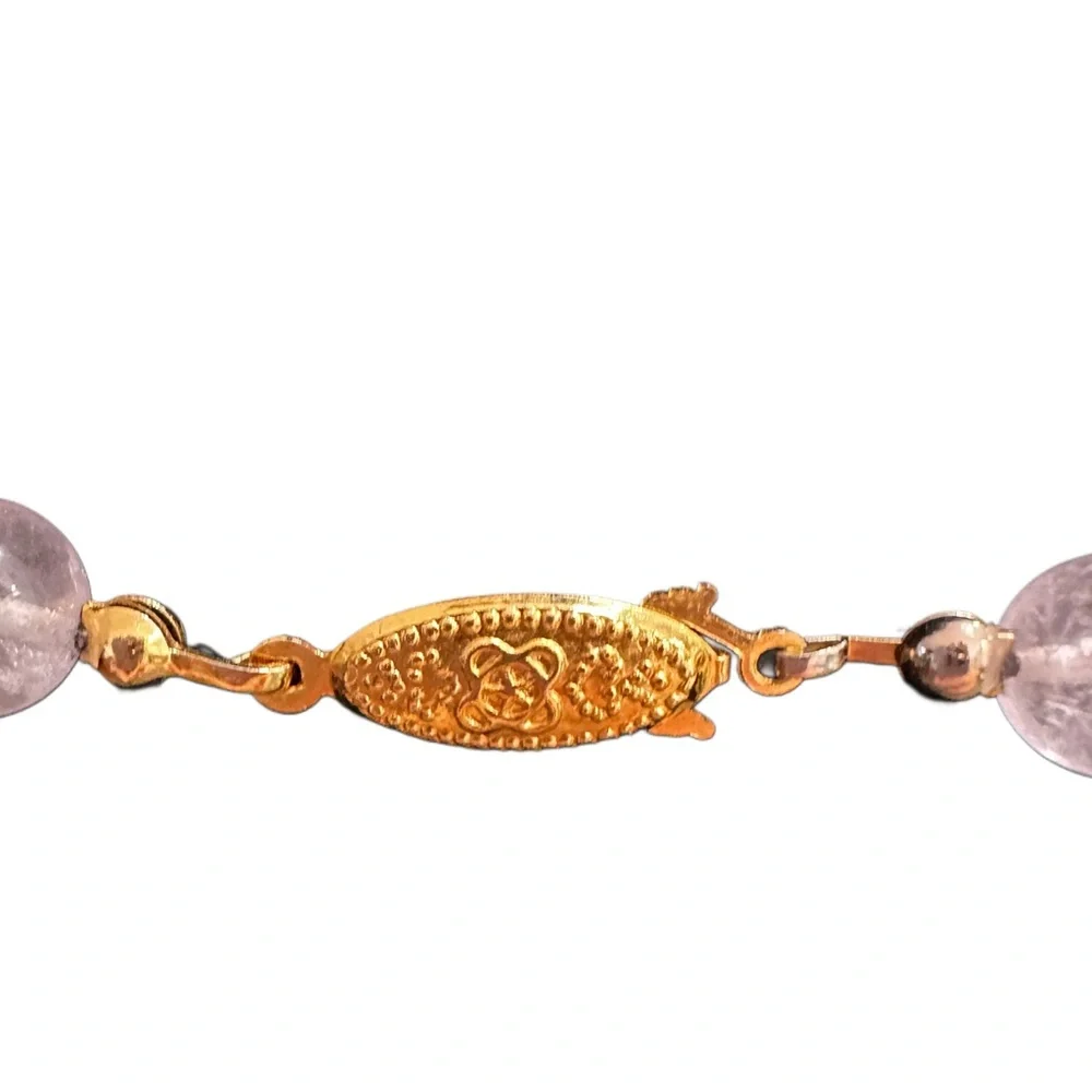 AMETHYST DELICATE LIGHT PURPLE BEADED NECKLACE 8 1/4” DROP GOLDTONE CLASP